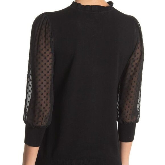 Adrianna Papell -  Black Women's Top with sheer sleeves - large - Picture 2 of 9